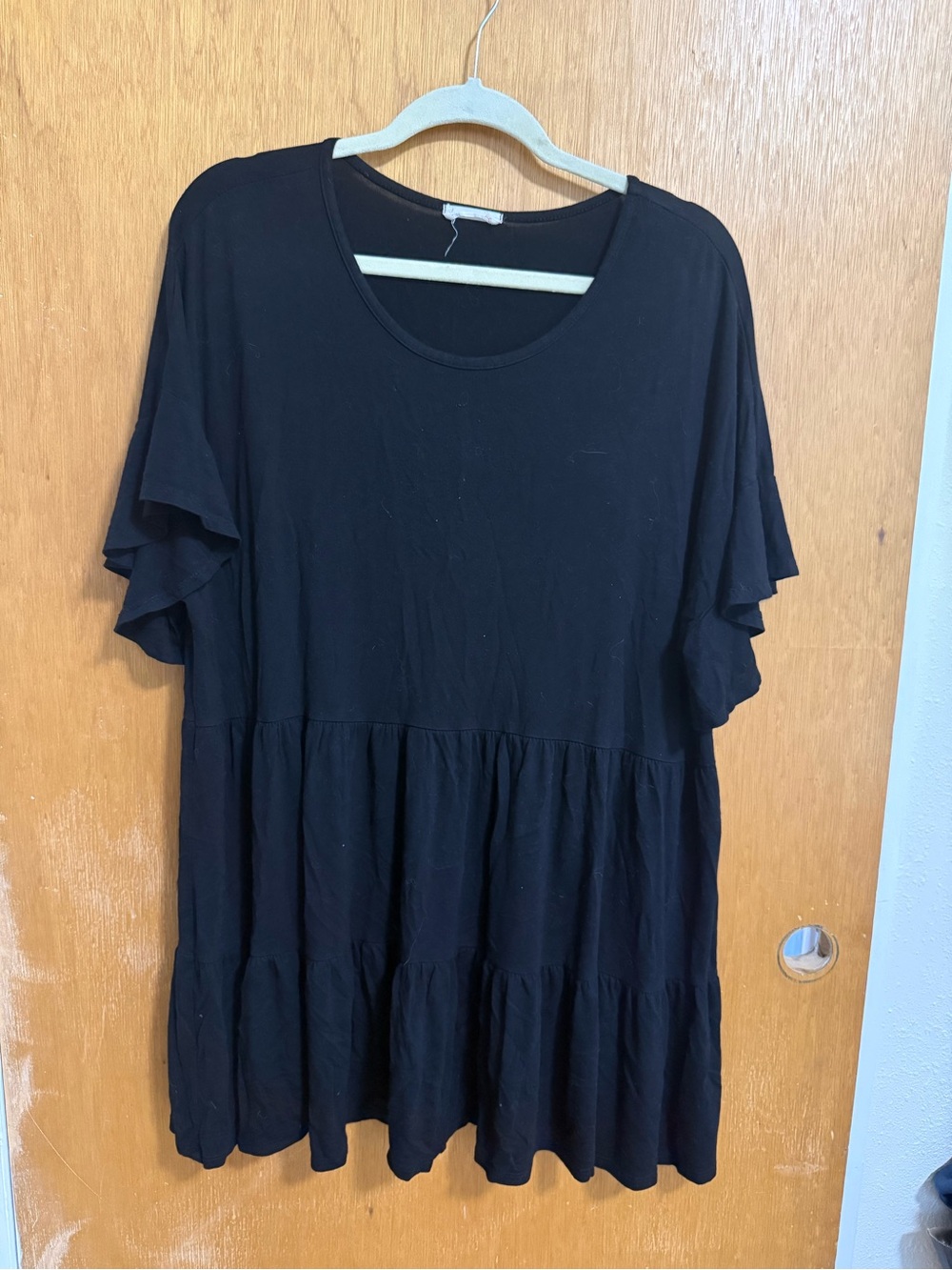 Beeson River Black Tiered Ruffle-Sleeve Tunic Top